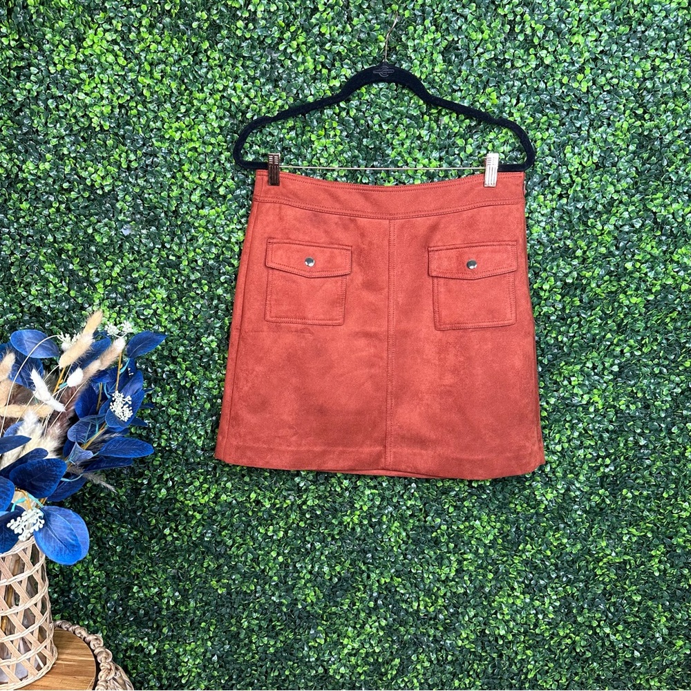 LOFT‎ rust suede Mini Skirt NWOT